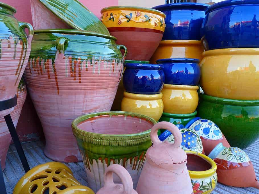 colorful ceramic pots