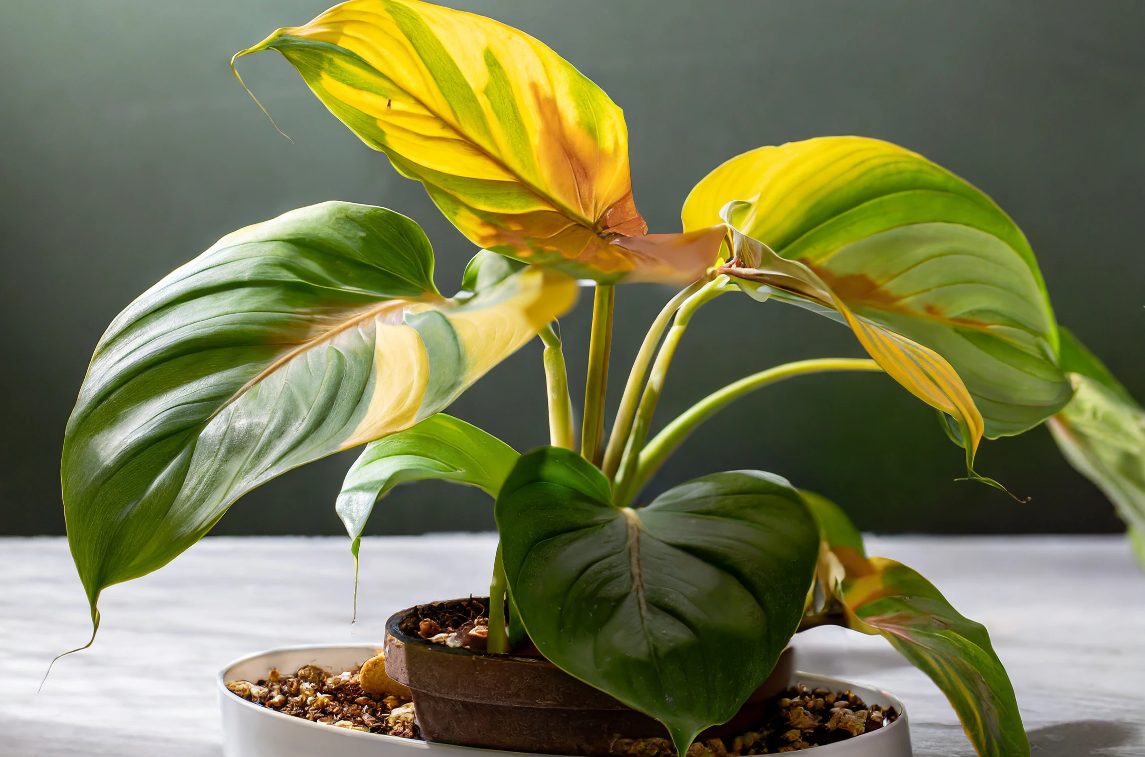 philodendron plant with yellow leaves due to Nutrient Deficiency