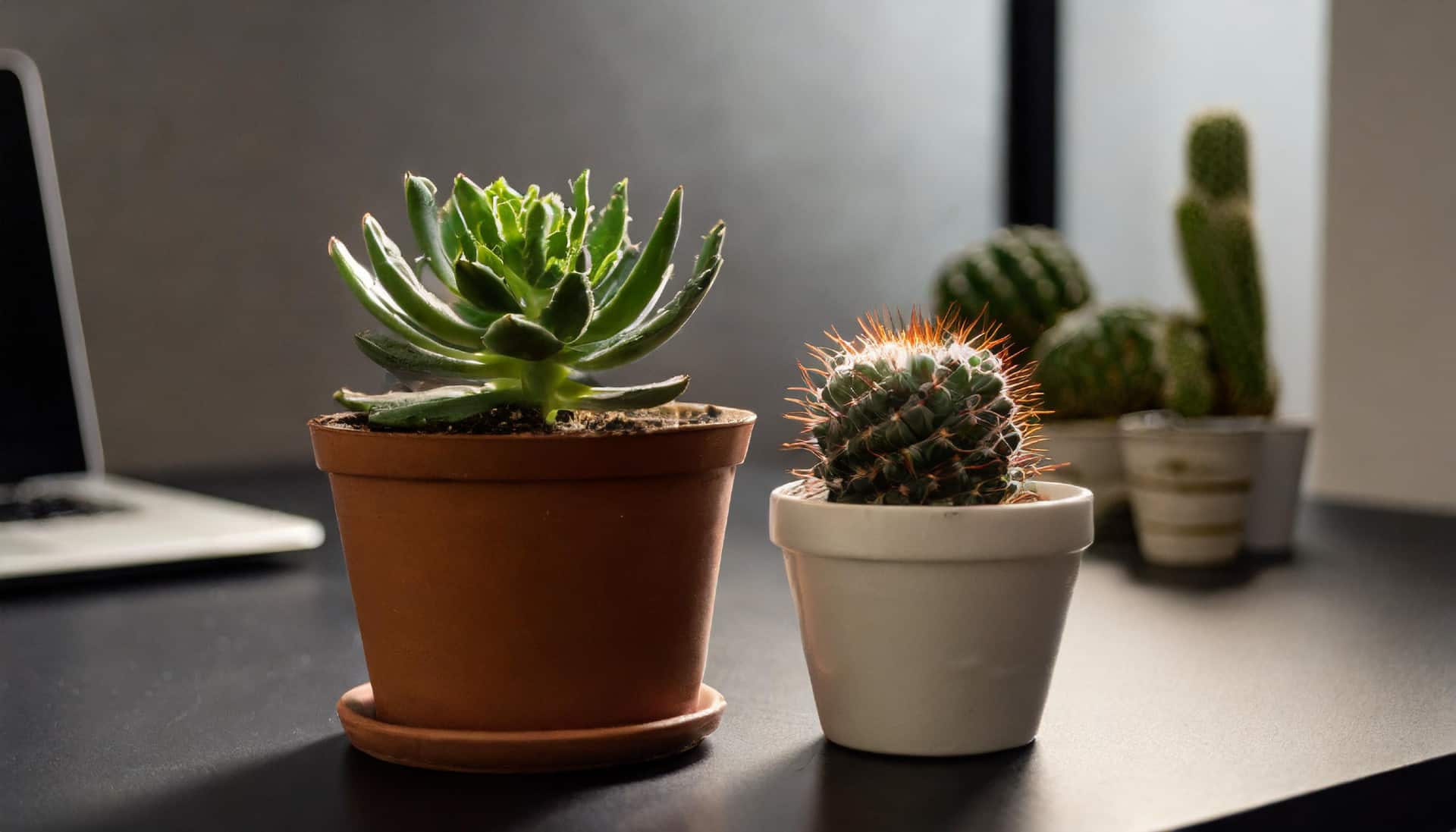 potted succulent and cactus plant on an office table